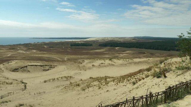 A peaceful panorama of the landscape of the dunes of Nida with a view of the