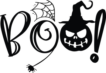 BOO, Halloween Quote and Witch-Themed Designs, Spooky Halloween Quotes, Party Décor