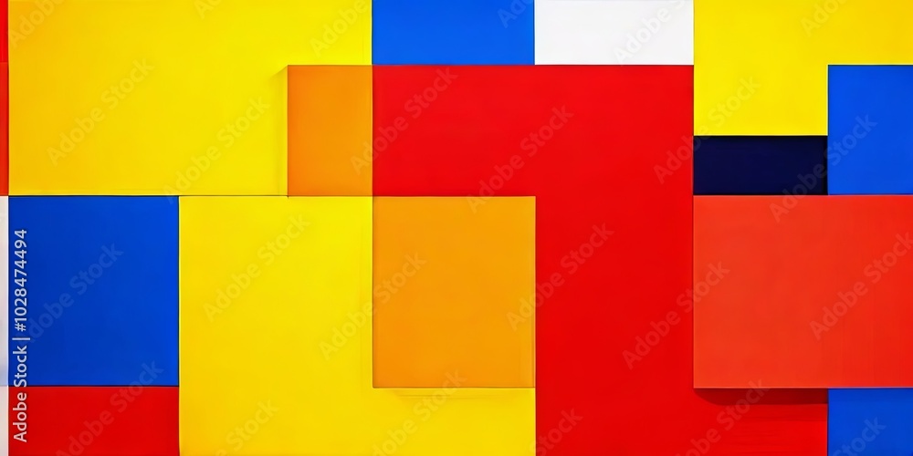 Poster a colorful abstract painting with squares of different colors