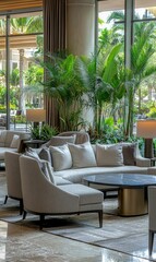 Obraz premium Luxury living room with tropical views.