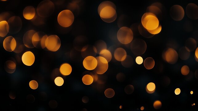 Blurred golden bokeh on black background