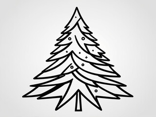 abstract a Christmas tree line icon with star. Christmas design element illustration