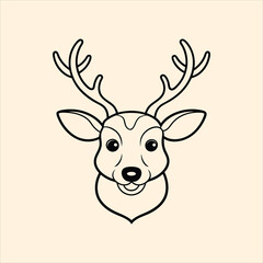 Fototapeta premium Reindeer vector illustration face icon line art