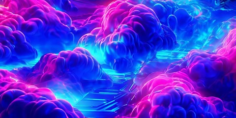 Obraz premium A colorful, abstract image of a sky filled with clouds and a river