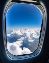 飛行機の窓から見た雲海 空 雲 cloud sunny sky 夏の青空 積乱雲 上空 航空写真