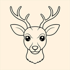 Reindeer vector illustration face icon line art