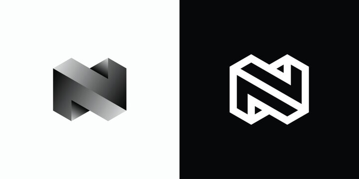 Initial letter N vector logo design with three-dimensional effect in modern, simple, clean and abstract style. Icon for business, technology and personal branding.