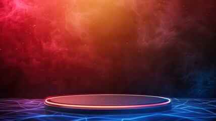 Cyber Monday Podium: Dynamic Glowing Lines Showcasing Exciting Sales and Offers in a Digital Marketplace