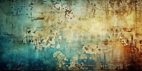 Obraz premium A painting of a wall with a blue and brown background