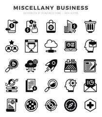 Set of Miscellany Business Icons. Simple Lineal Filled art style icons pack.