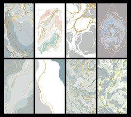 White Marble Abstract Backgrounds with Subtle Fluid Ink Effects