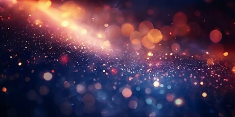 Obraz premium A blue background with a lot of sparkles and a yellow light in the background