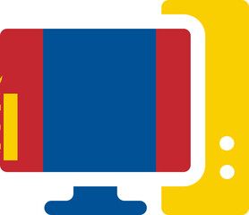 Monitor and CPU icon Mongolia Flag