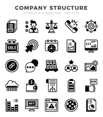 Simple Set of Company Structure Related Vector Lineal Filled Icons.