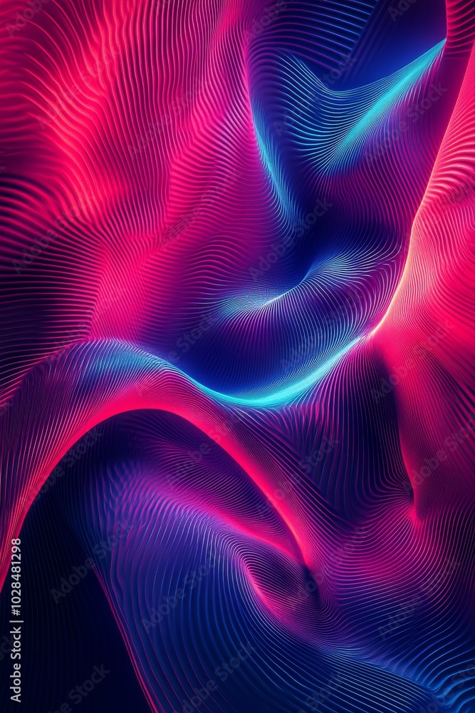 Poster vibrant abstract waves of pink and blue create a dynamic, flowing visual in a mesmerizing display of