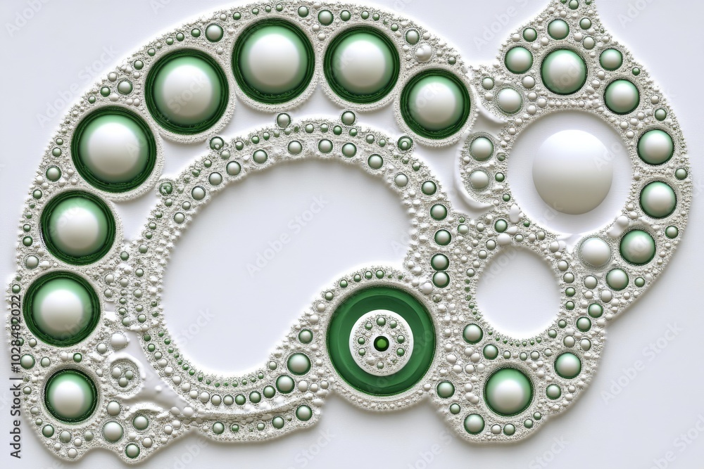 Aufkleber intricate green and white abstract design featuring circular shapes in varying sizes.