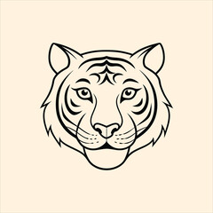 Tiger head vector  illustration line art