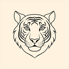 Tiger head vector  illustration line art