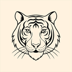 Obraz premium Tiger head vector illustration line art