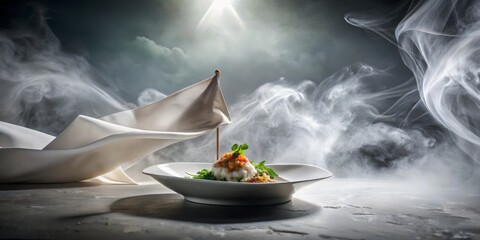 Captivating food photography featuring a marble backdrop and soft cloud effects, creating a luxurious ambiance that elevates the dining experience to extraordinary heights.