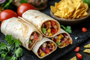 Burritos American Mexican Food Concept with Tortilla Style