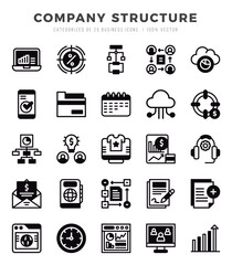 Company Structure icons set. Collection of simple Lineal Filled web icons.