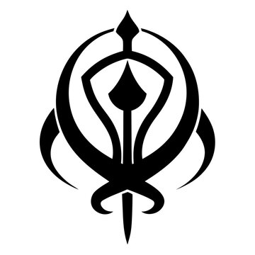 black sikh symbol on white background clip art preview