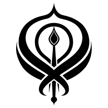 black sikh symbol on white background clip art preview