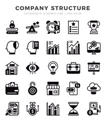 Set of Company Structure Icons. Simple line art style icons pack.