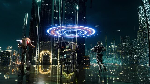 Dancing robots in another science fiction world.