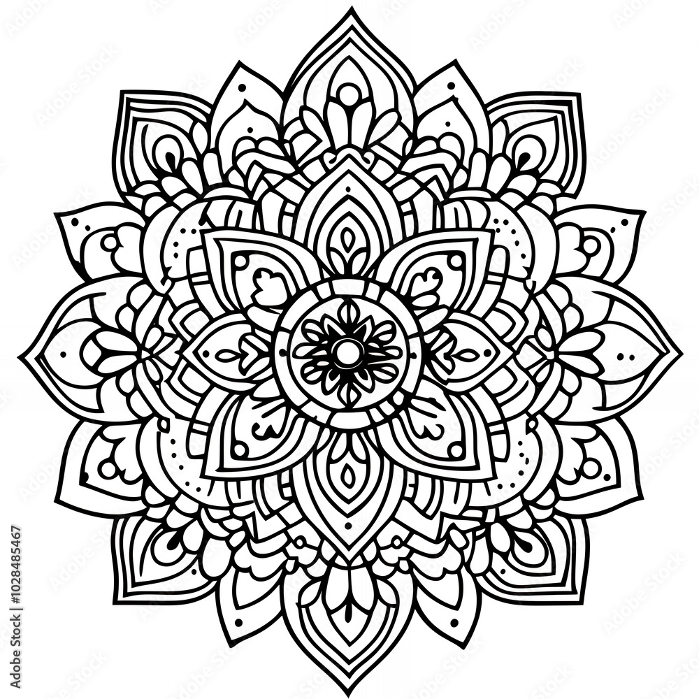 Canvas Prints Intricate black and white mandala design.