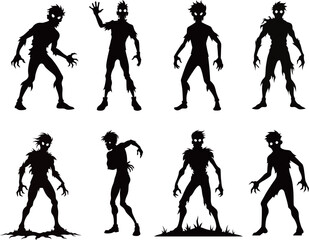 Silhouette of zombie halloween collection