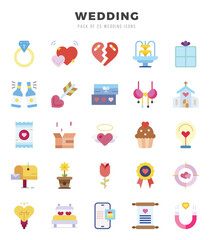 Simple Set of Wedding Related Vector Flat Icons.