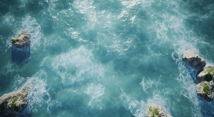 Obraz premium Top view of ocean waves, abstract, textured background