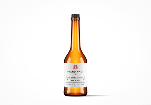 Amber Glass Napoleon Drink Bottle Mockup