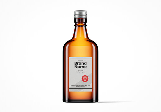 Small Amber Bottle With Screw Cap Mockup