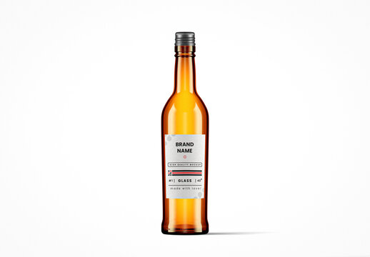 Slim Amber Glass Drink Bottle Mockup