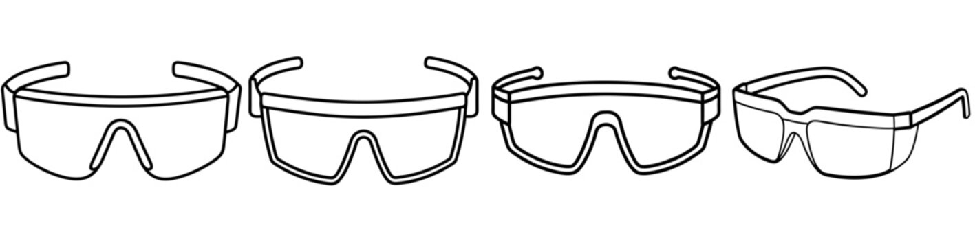 line art vector illustration collection of safety glasses . isolate on a white background. SVG and PNG
