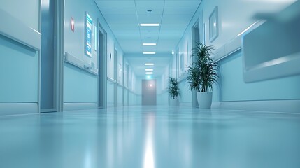 Blurred hospital corridor designed to represent a modern medical setting.