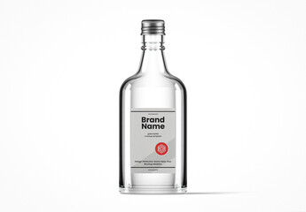 Small Clear Glass Bottle With Screw Cap Mockup