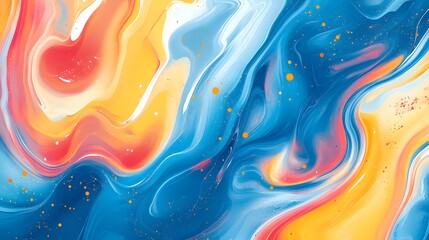 abstract colorful swirl abstract fluid art composition with swirling marbled acrylic paint in vibrant rainbow generative ai