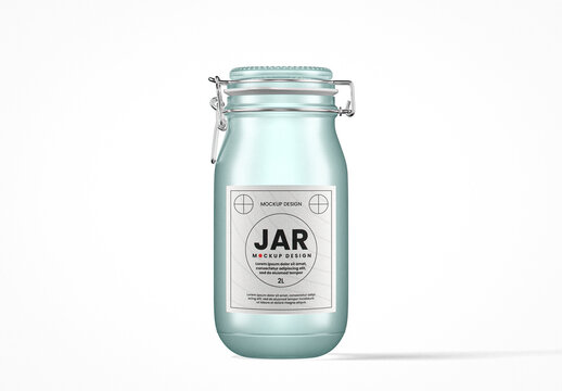 Round Frosted Glass Clip Top Jar Mockup