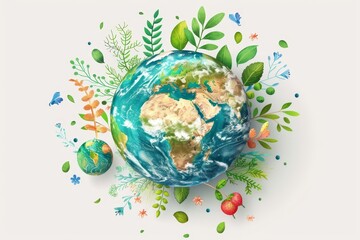 Vibrant Earth Surrounded by Nature and Plants