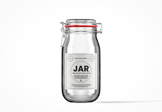 Round Clear Glass Clip Top Jar Mockup