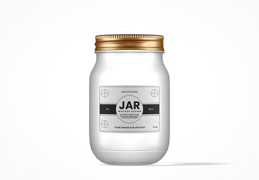 Round Frosted Glass Screw Top Jar Mockup