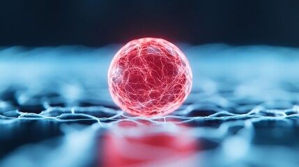 Quantum data sphere surrounded by AI neural wires, merging together in a glowing stream of light, with a futuristic gradient background and room for text 