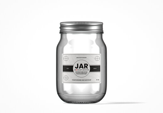 Round Flint Glass Screw Top Jar Mockup