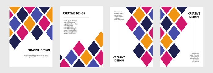 set Creative cover template design, with geometric design modern minimal style trendy Bauhaus pattern backgrounds for cover design, poster, banner ,flyer and interior.
