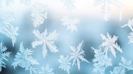 Frost patterns on a car window in the early morning, freezing weather, intricate designs