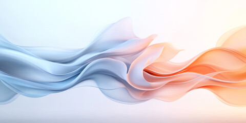 Fototapeta premium Abstract flowing blue and orange shapes on a white background.
